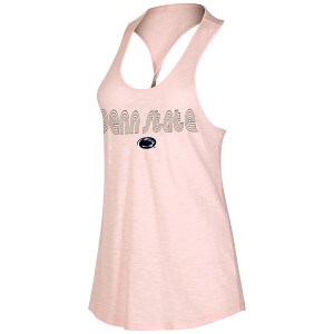 women's peach tank top with twisted back, Penn State and Athletic Logo on chest
